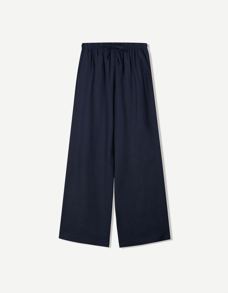Linen blend trousers with an elasticated waistband