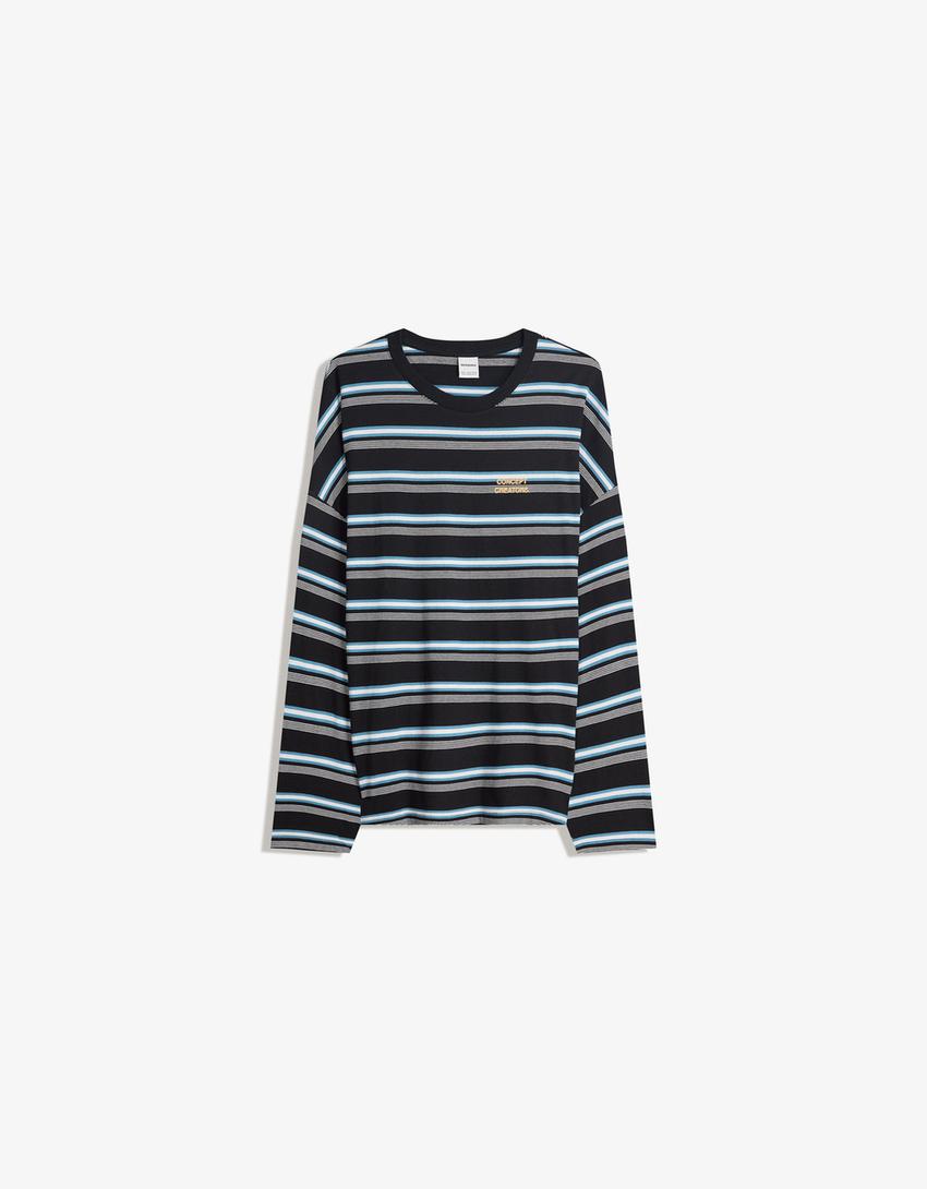 Oversized long sleeve T-shirt-Blue