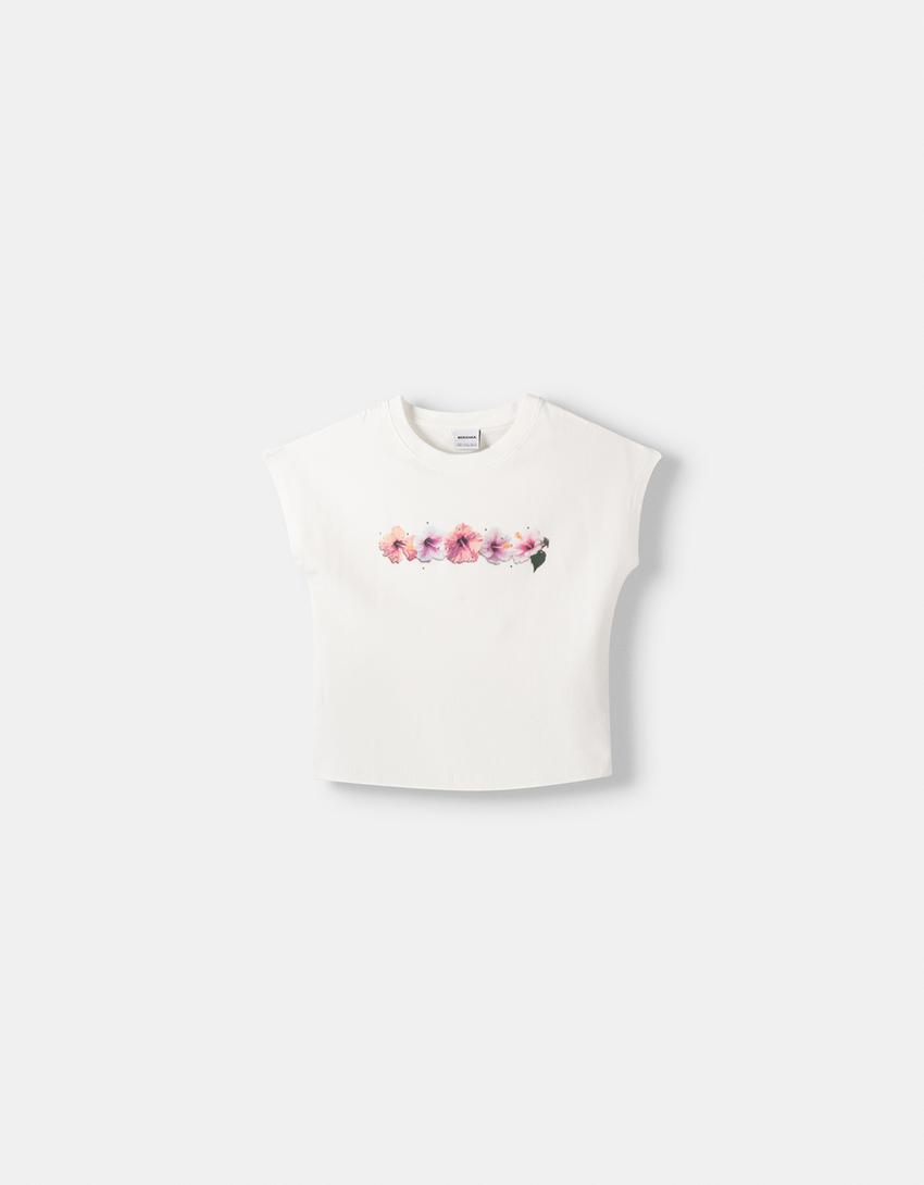 تيشرت بطبعة وأكمام قصيرة وأحجار الراين-أبيض-4