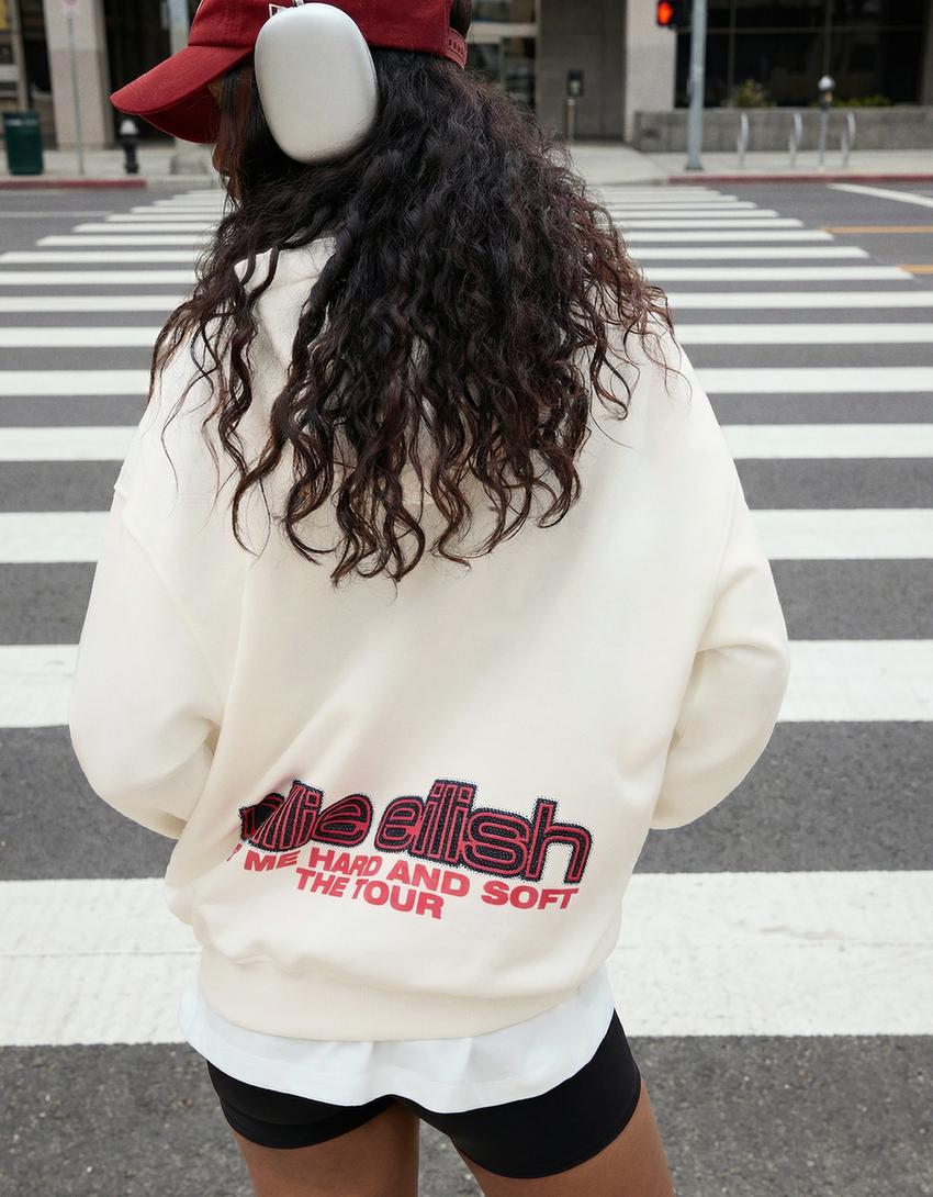 Billie Eilish print hood sweatshirt with hood sweatshirt-Off white