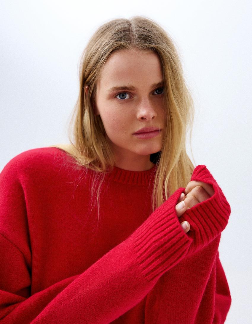 Maglia girocollo-Rosso