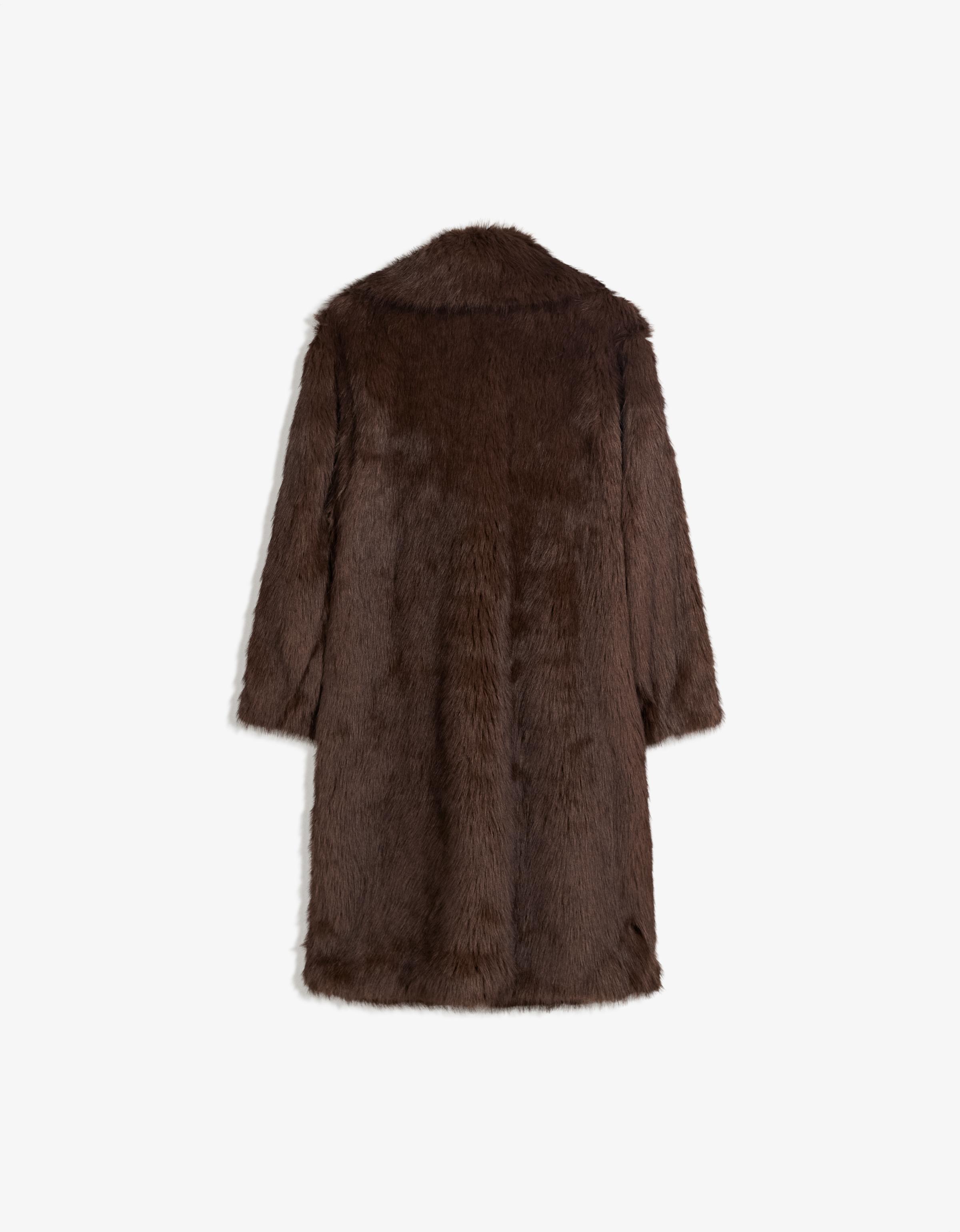 Long faux fur coat — Brown