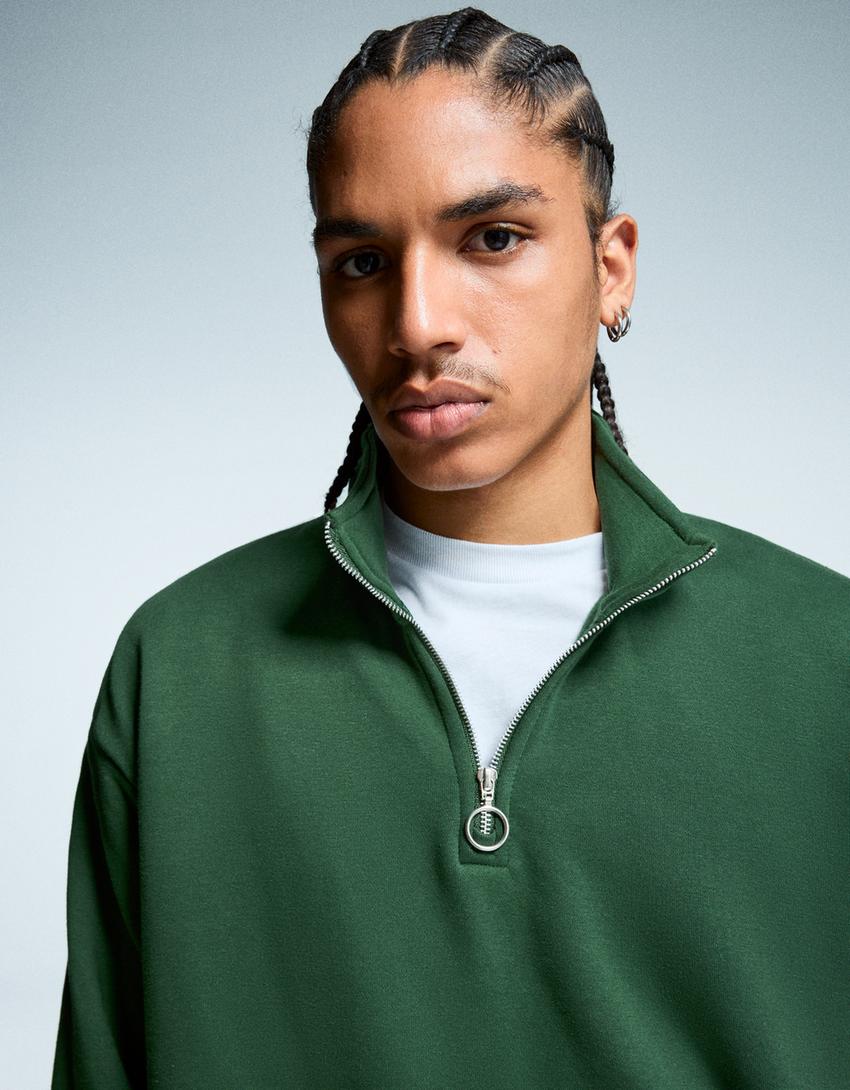 Oversize-Sweatshirt mit Rollkragen-Grün-2
