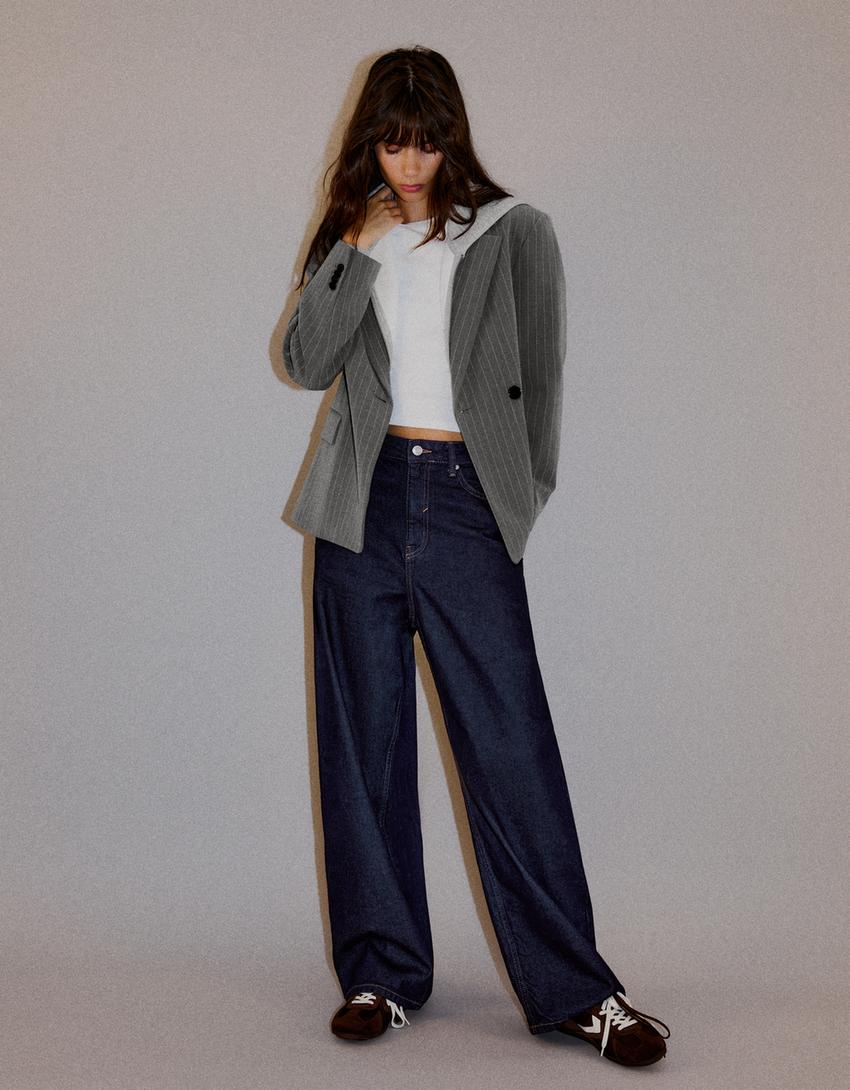 Sırttan pensli blazer-Gri