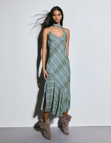 bershka green dress BERSHKA crochet mini dress – Can I Borrow it Babe main image 1