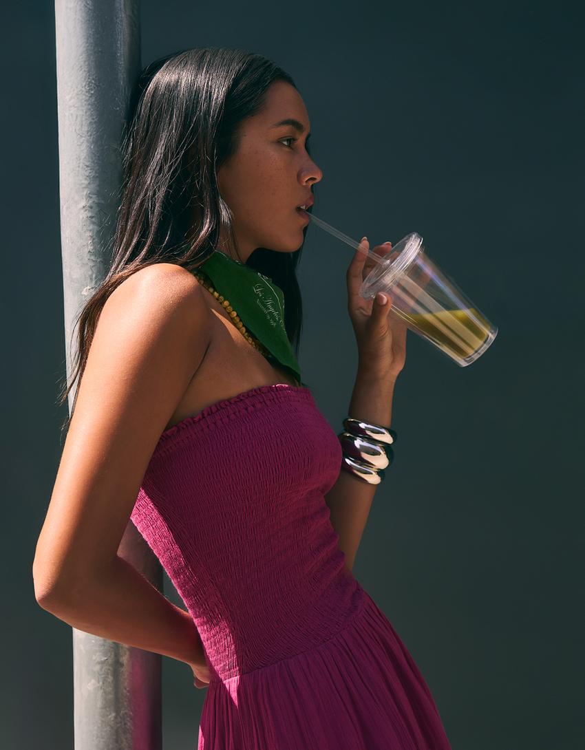 Vestito midi a fascia svasato Vestiti e tute Donna Bershka