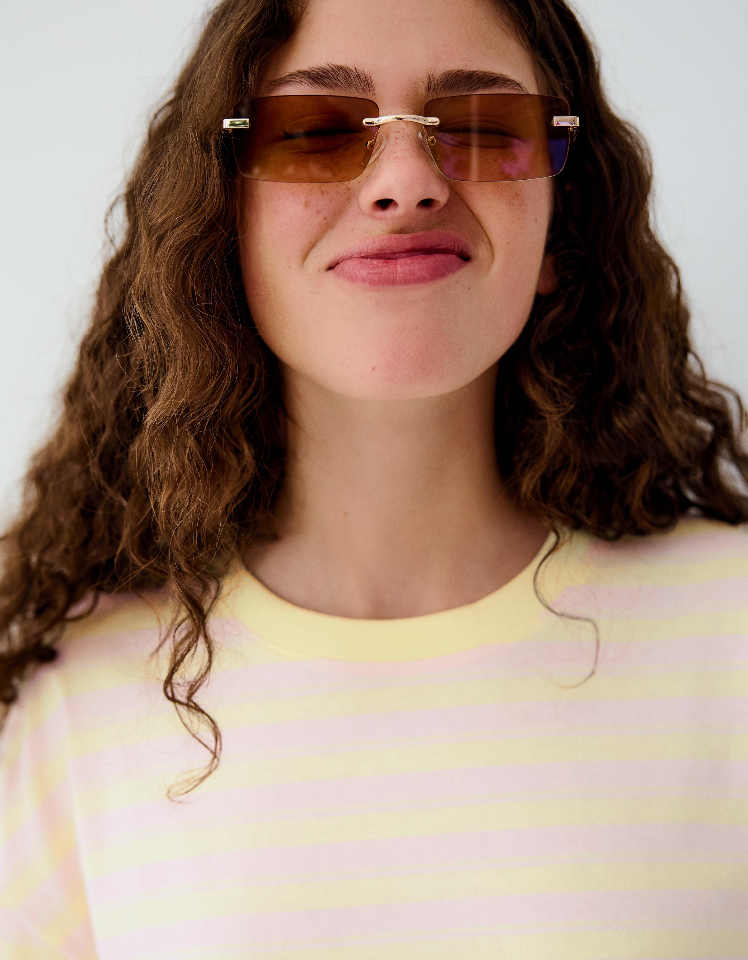 Boxy fit striped T-shirt — Yellow