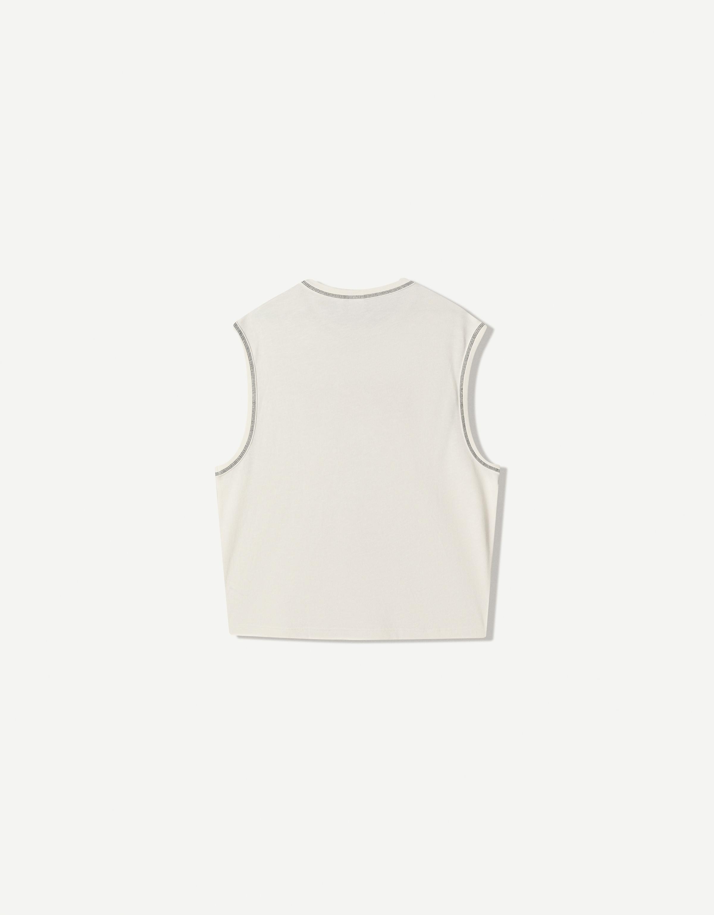 Sleeveless slub effect printed T-shirt - New - Men | Bershka