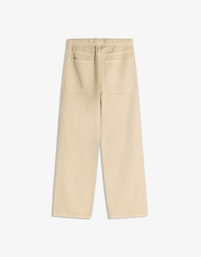 Straight jogger jeans-Beige