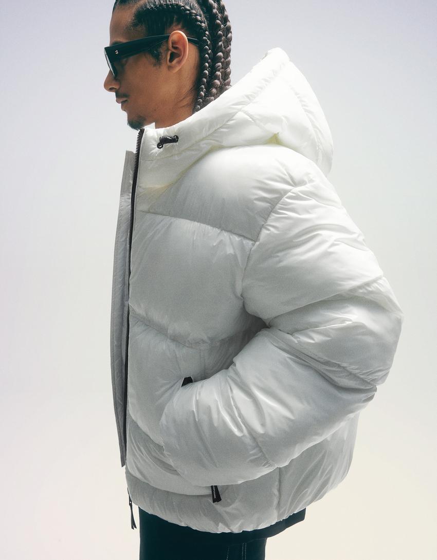 Puffy-Jacke mit Kapuze-Weiss