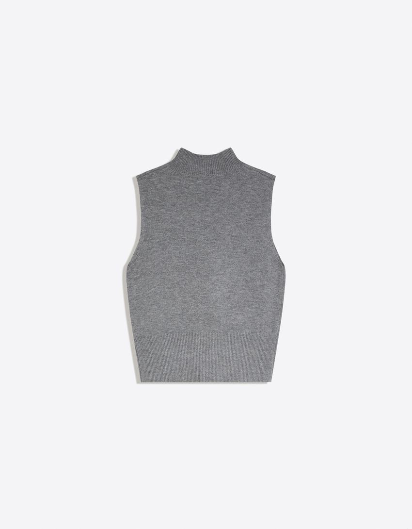 Chaleco punto cuello perkins-Gris