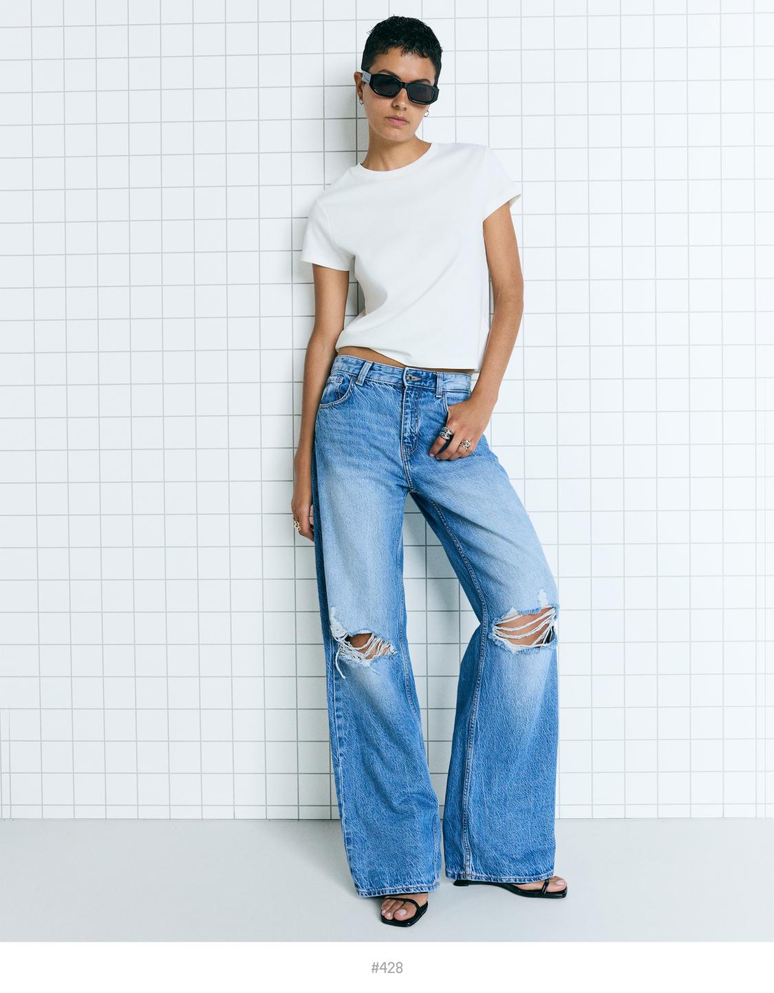 Ripped wide-leg jeans