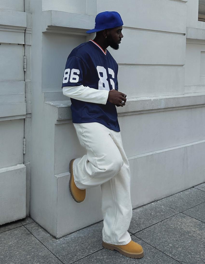 Mesh long-sleeve T-shirt-Blue