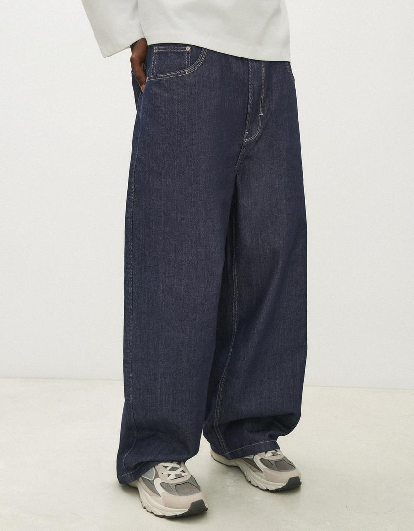 Super baggy fit jean-Denizci mavisi
