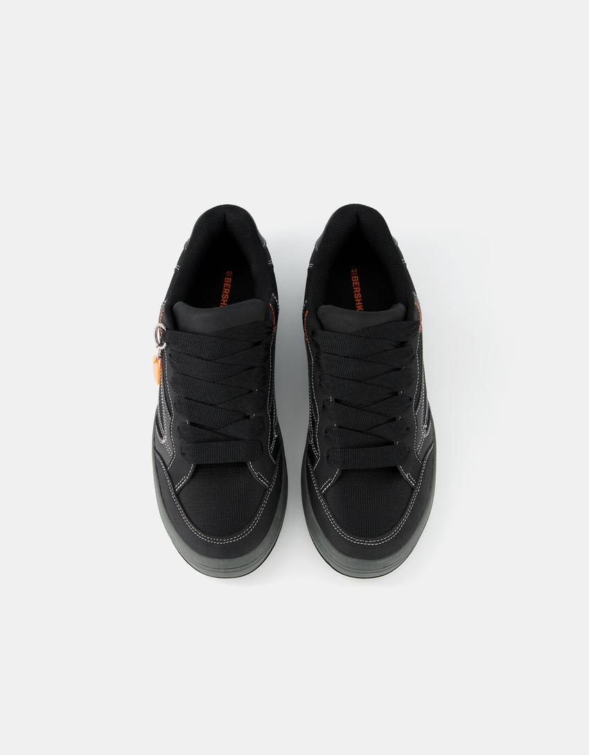 حذاء رياضي رجالي بتفصيل سلسلة-أسود-4