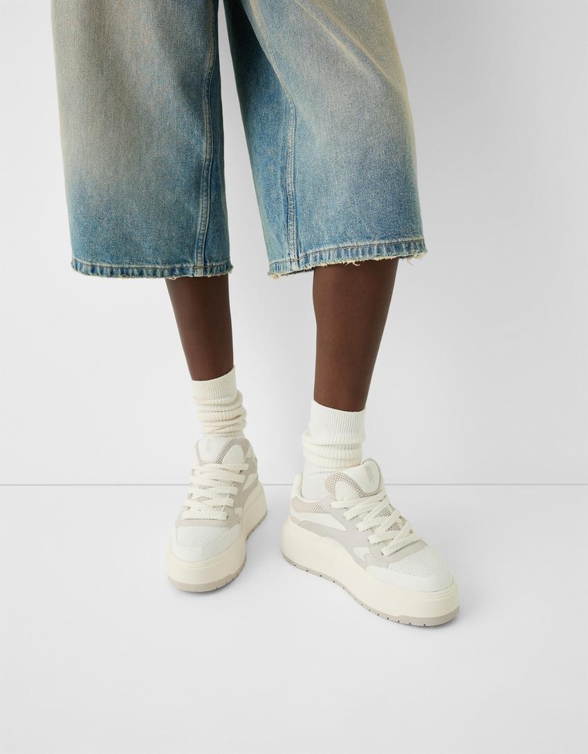 Sapatilhas plataforma tipo skate-Areia-1