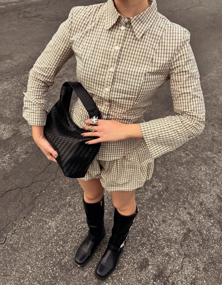 Woven bucket bag-Black