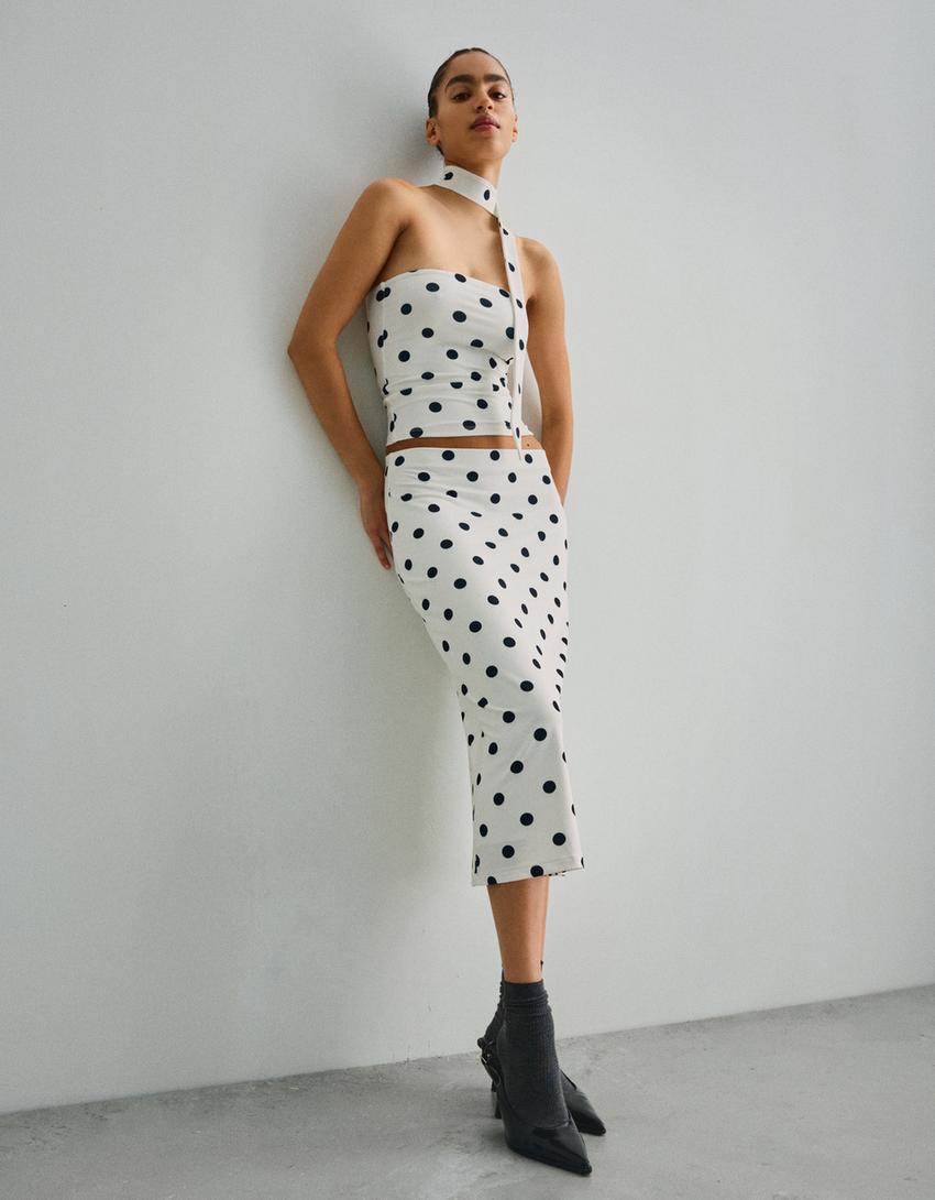 Set top y falda midi print-Set top y falda midi print