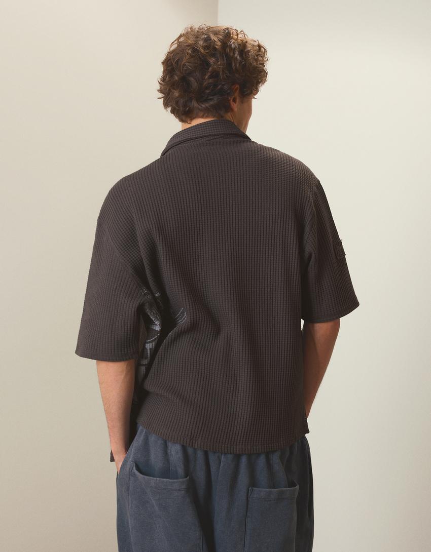 Relaxed fit waffle-knit shirt-Dark grey