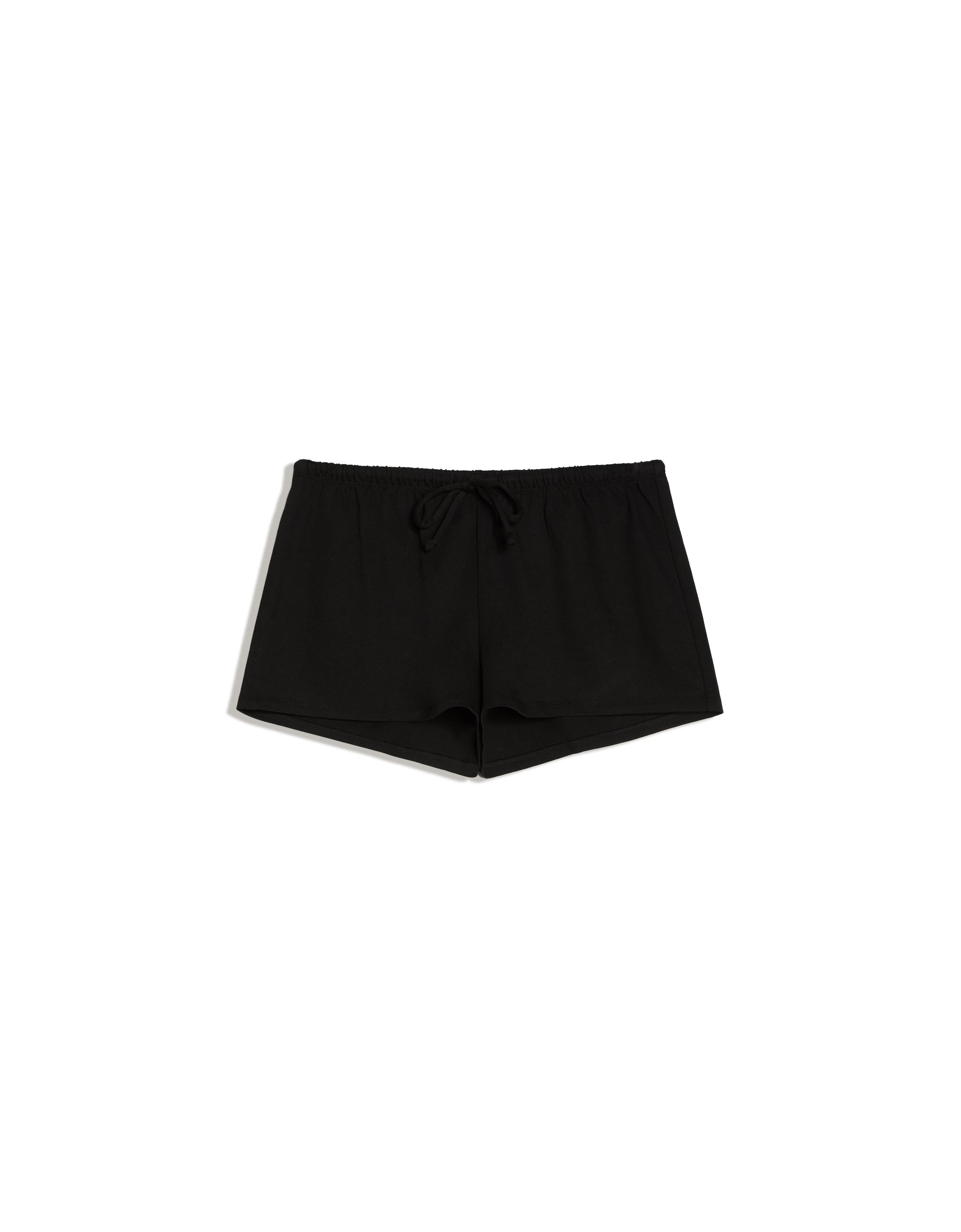 Plush shorts with elastic waist — Black