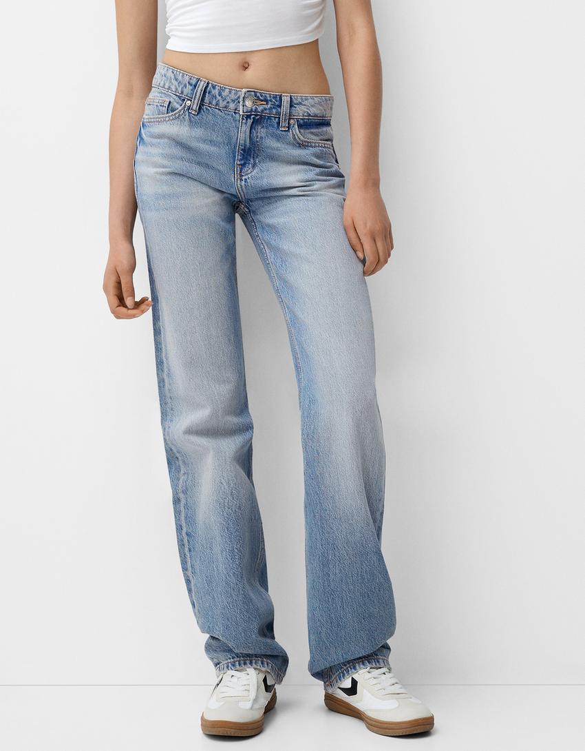 Jean regular taille basse-Bleu lavé-1