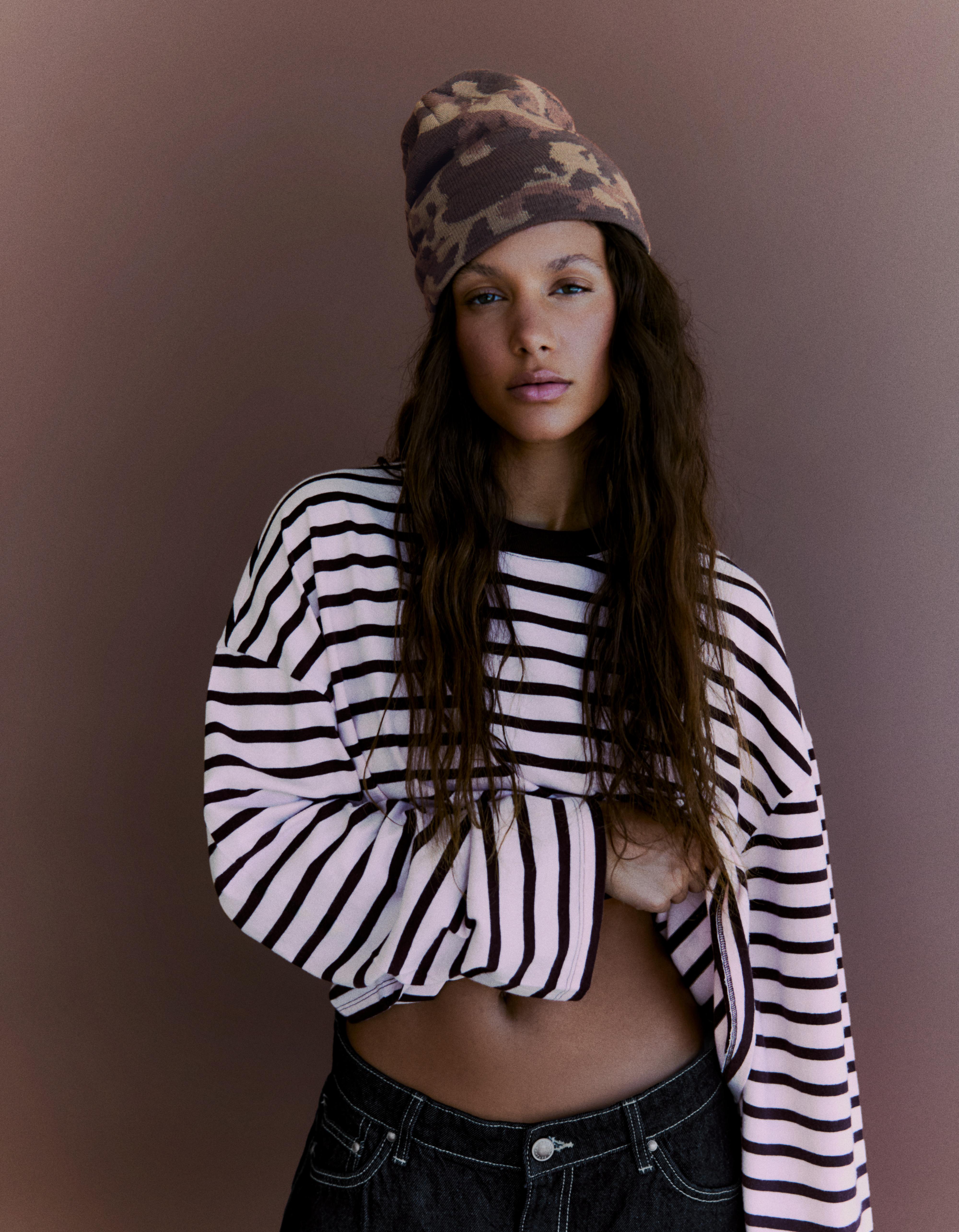 Printed beanie — Khaki
