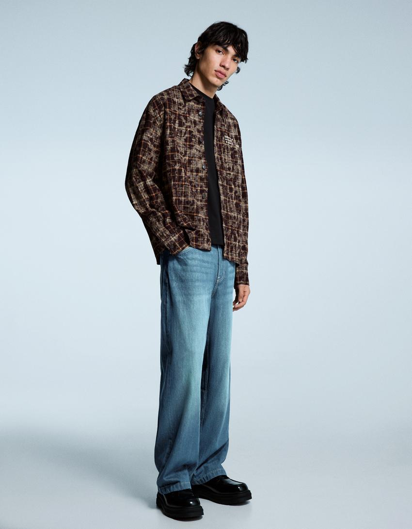 Jeans super baggy fit-Verde