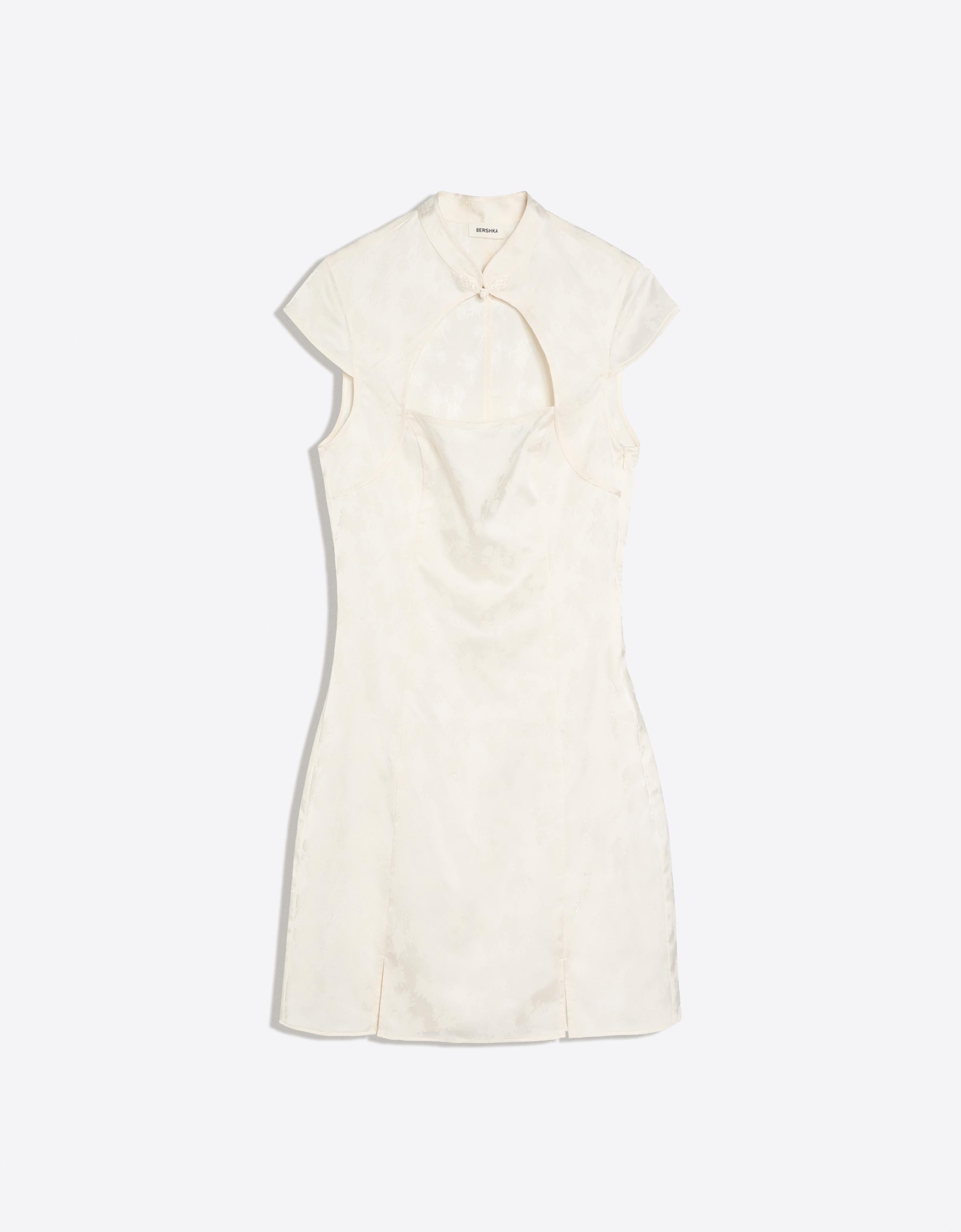 Mini sateen jacquard dress — White