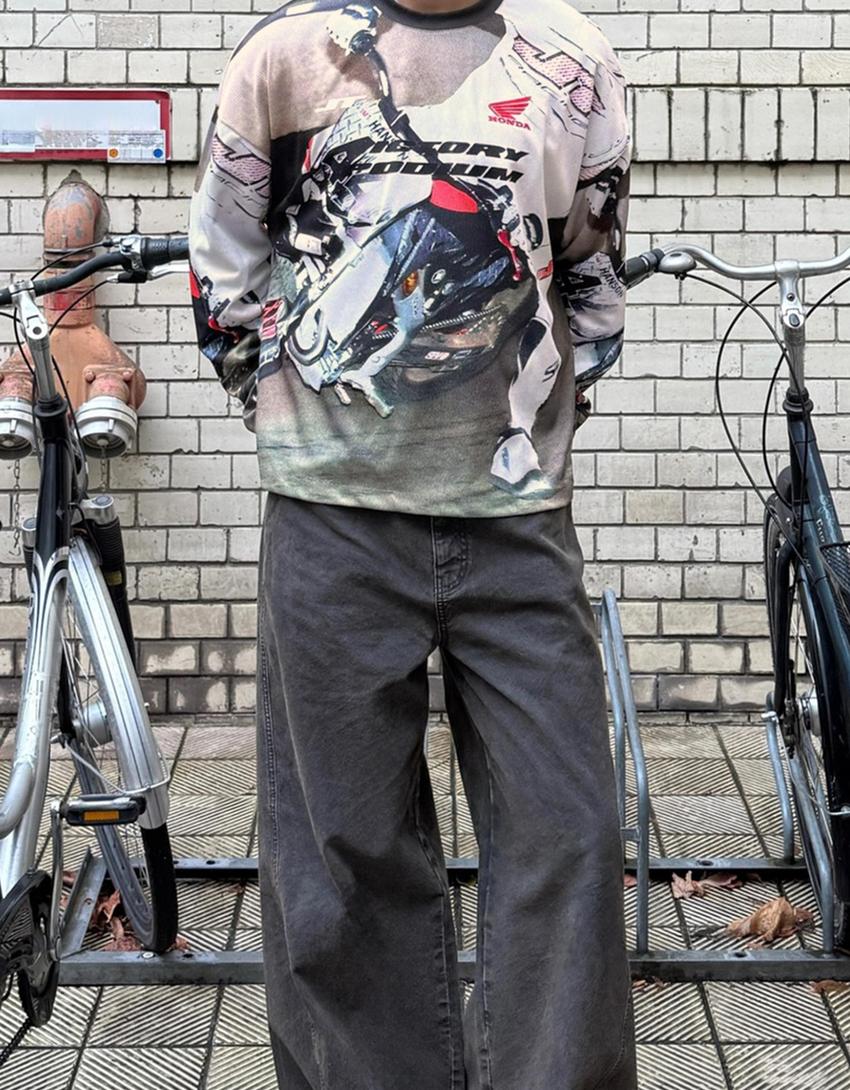 JT Racing Honda long sleeve mesh print T-shirt-Multicolored