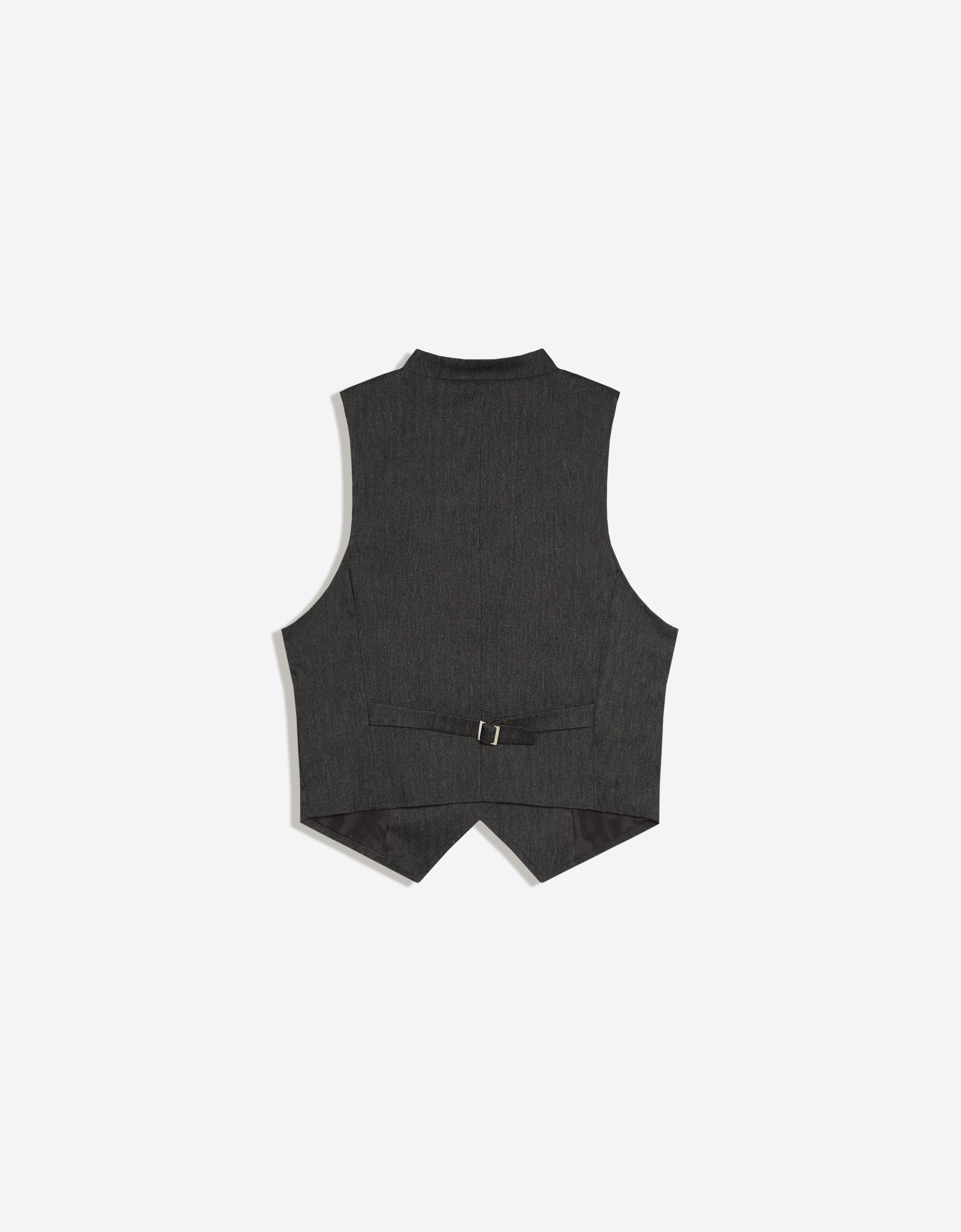 Striped button-up vest — Grey