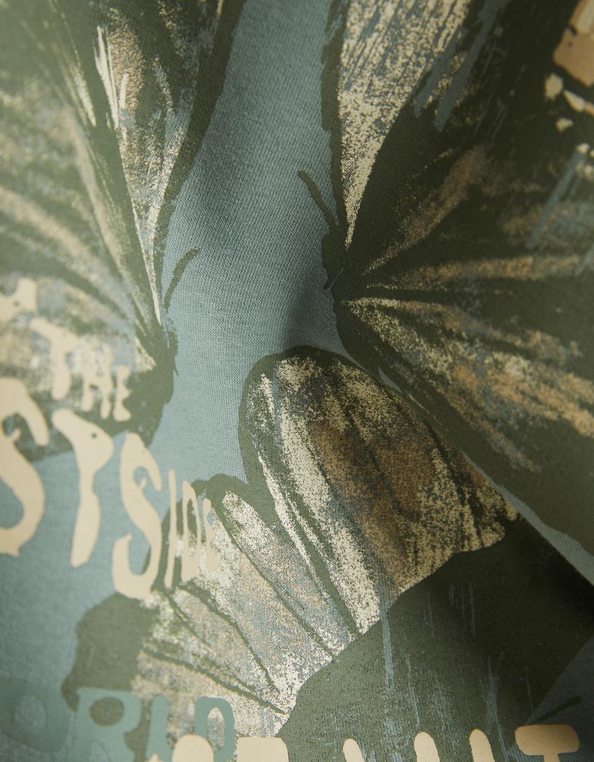 هودي فضفاض بسحّاب وطبعة-كاكي-5