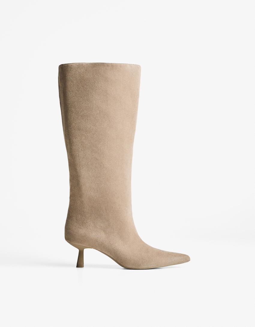 Bota tacón kitten-Taupe