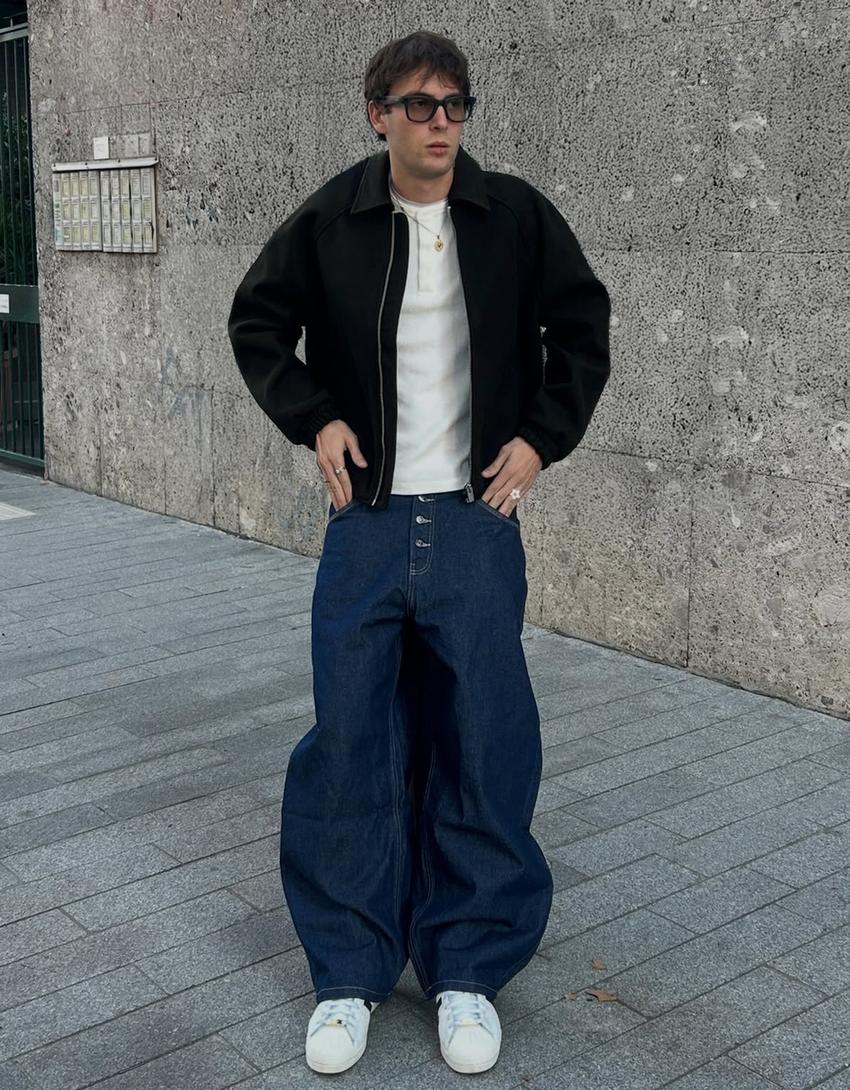 Trucker kumaş ceket-Siyah