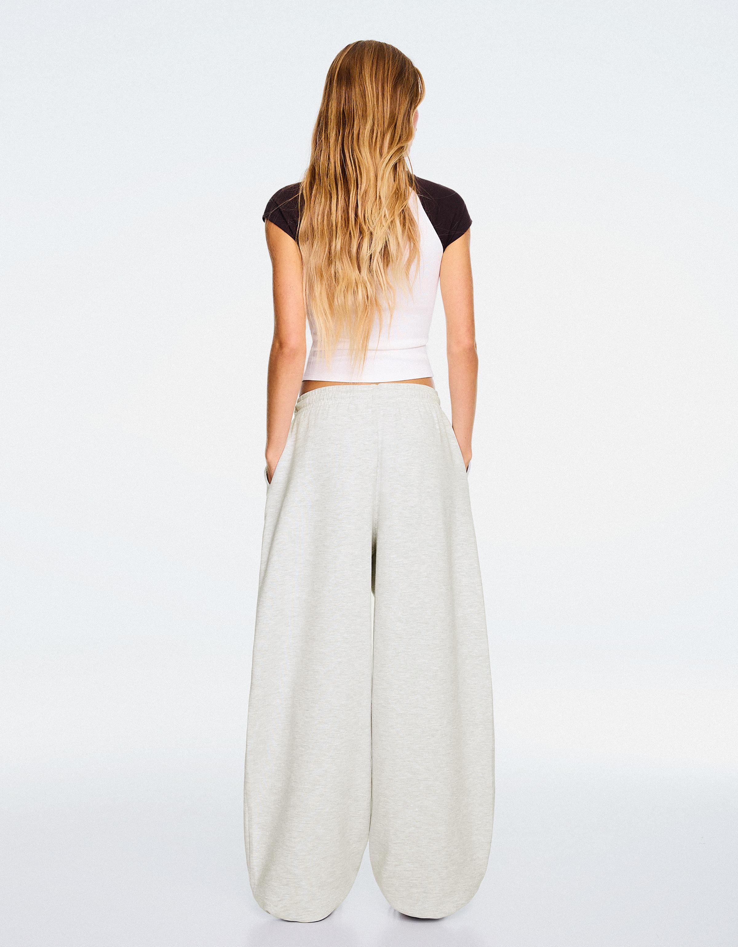 Barrel plush trousers with stoppers — Grey