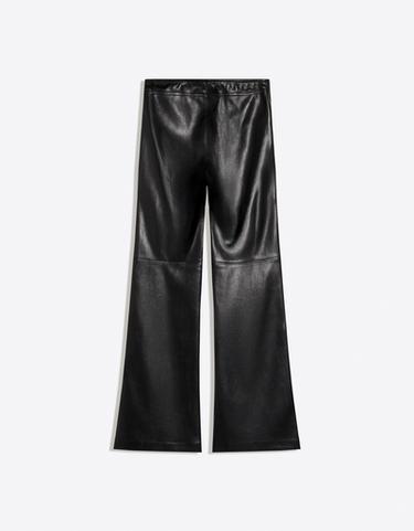 Plain-waist leather-effect slim trousers — Black 6