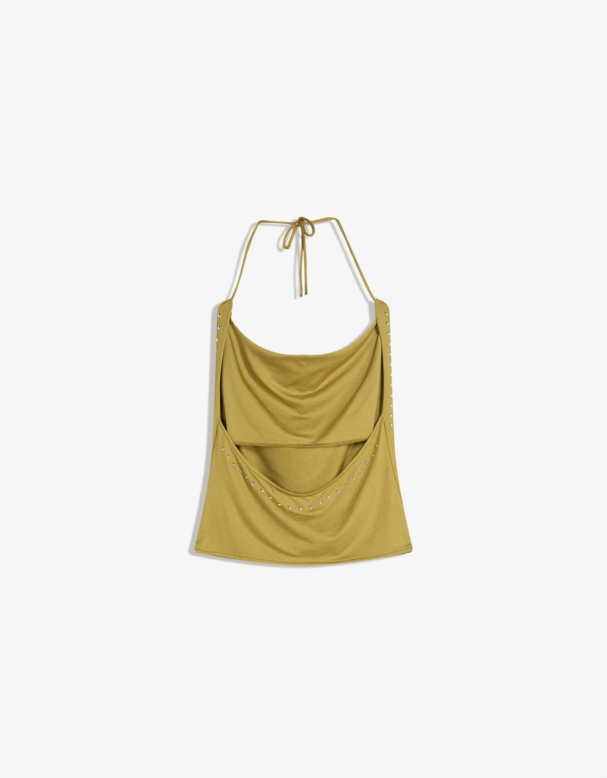 Draperad topp med nitar-Grön