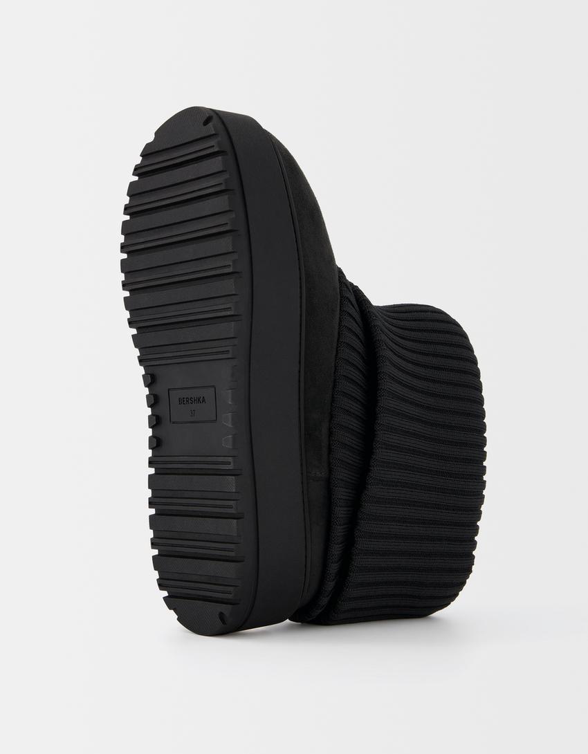 Sock-style platform ankle boots-BLACK-1