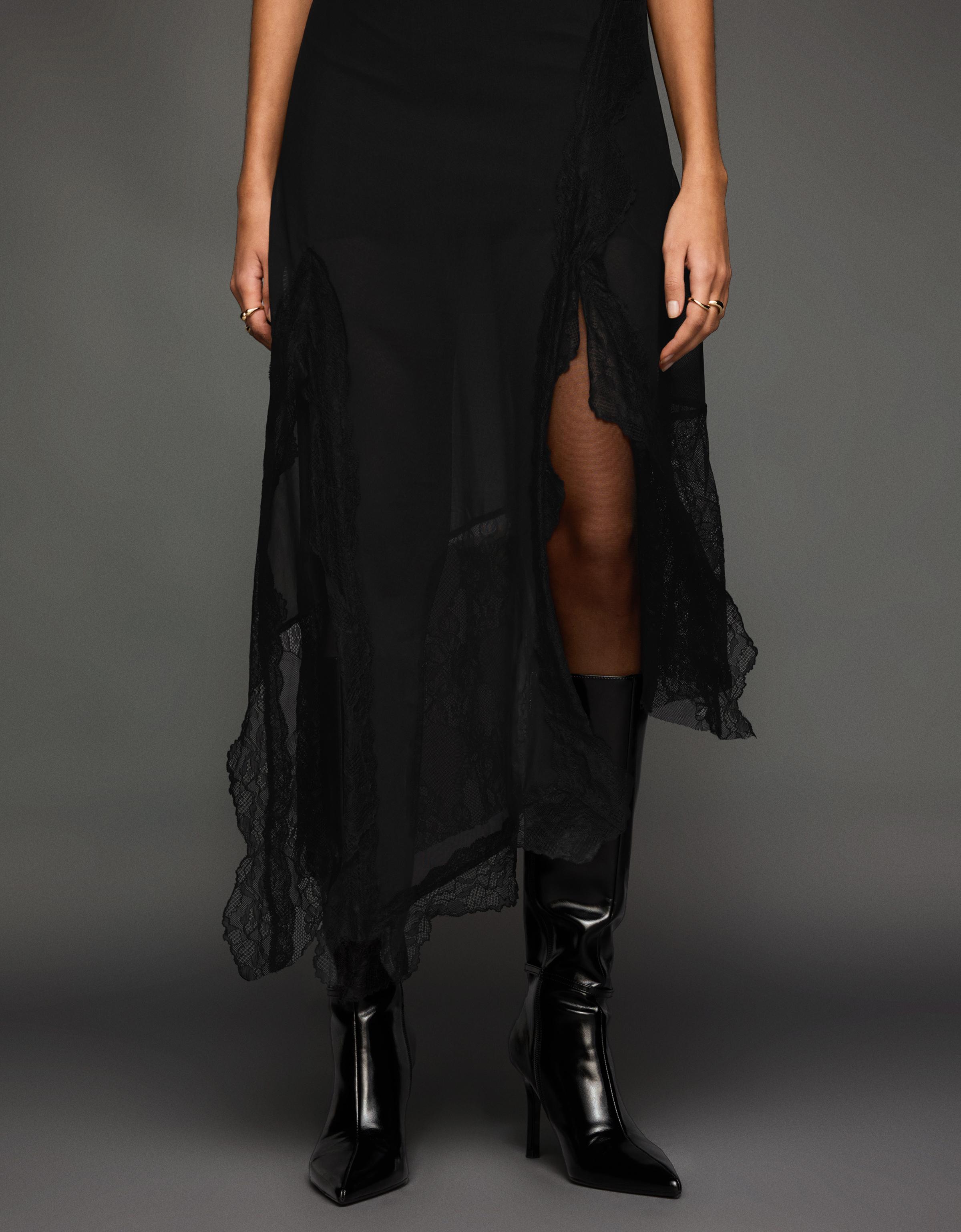 Asimetrik dantel tül bandeau midi elbise - Görsel 39