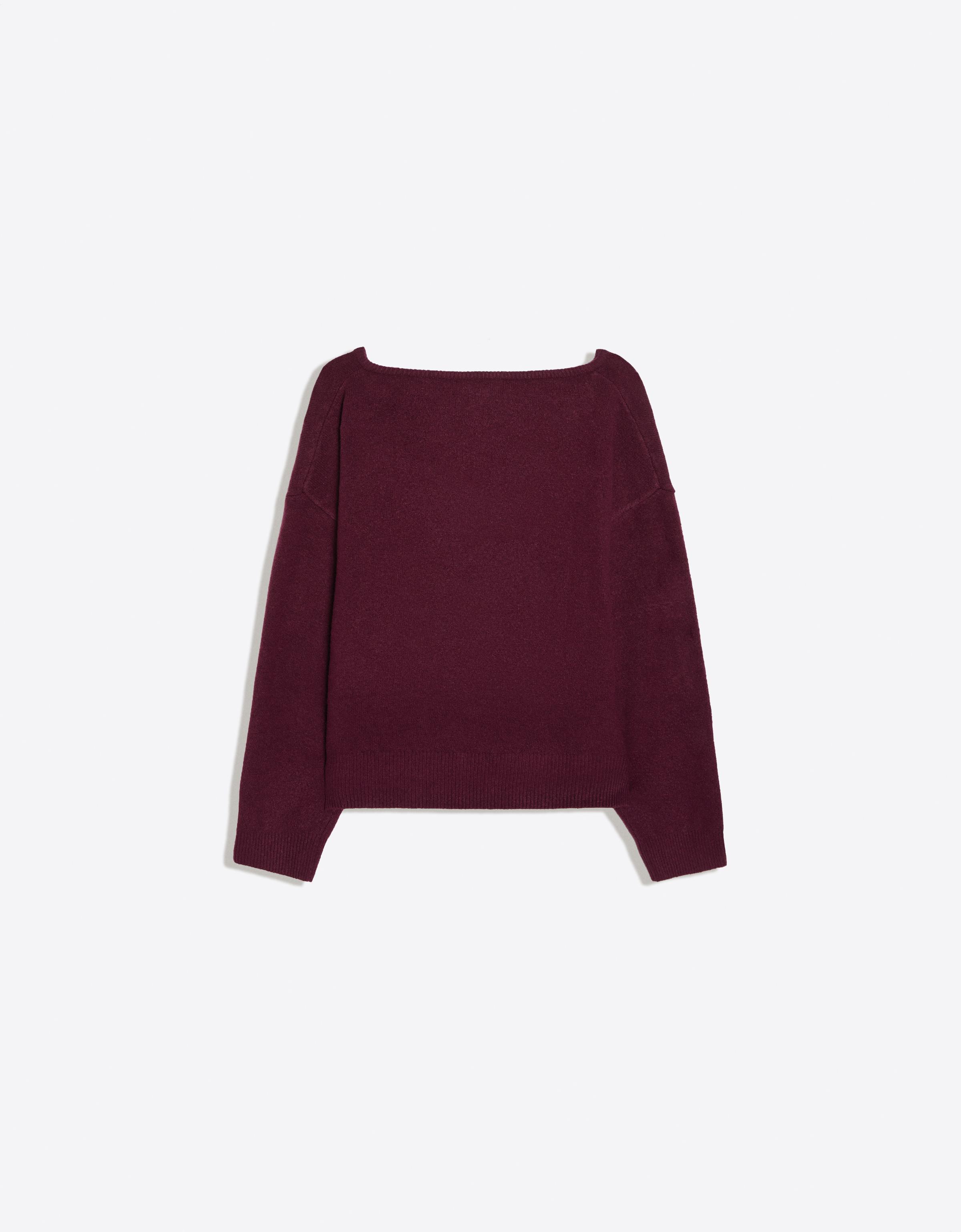 Oversize V-neck soft touch sweater — Burgundy
