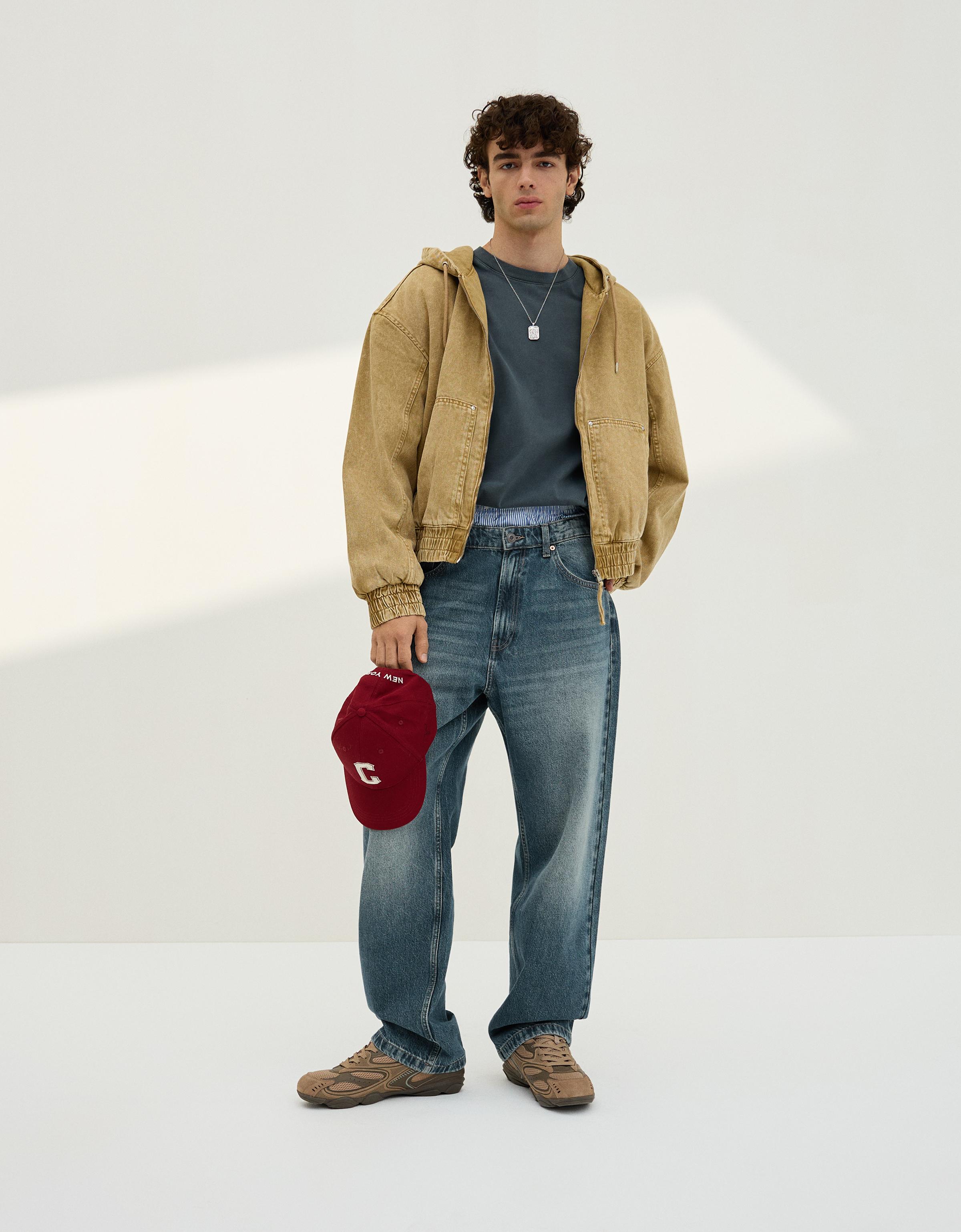 Bershka Baggy Jeans Herren 34 Grün