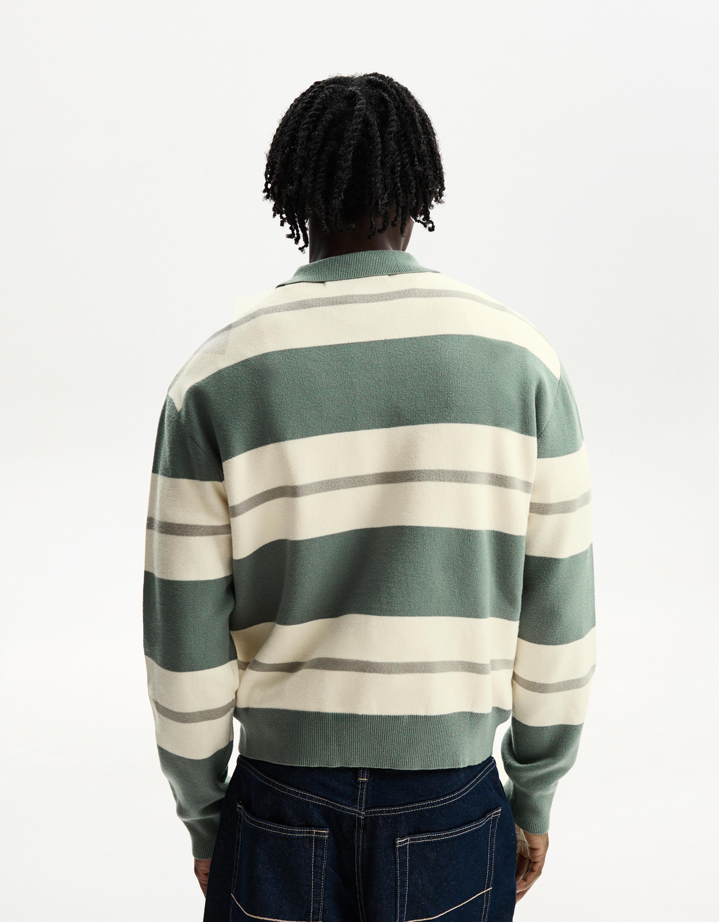 Striped polo sweater - Men | Bershka