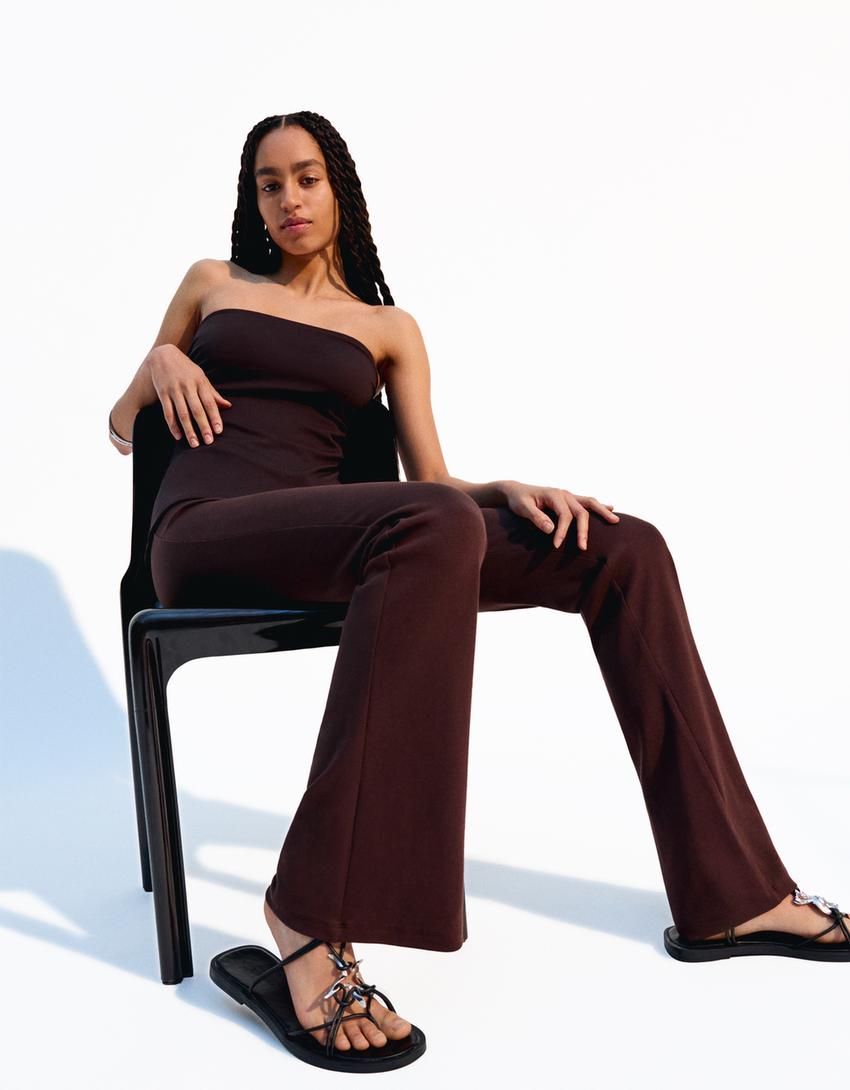 Flared trousers-Brown