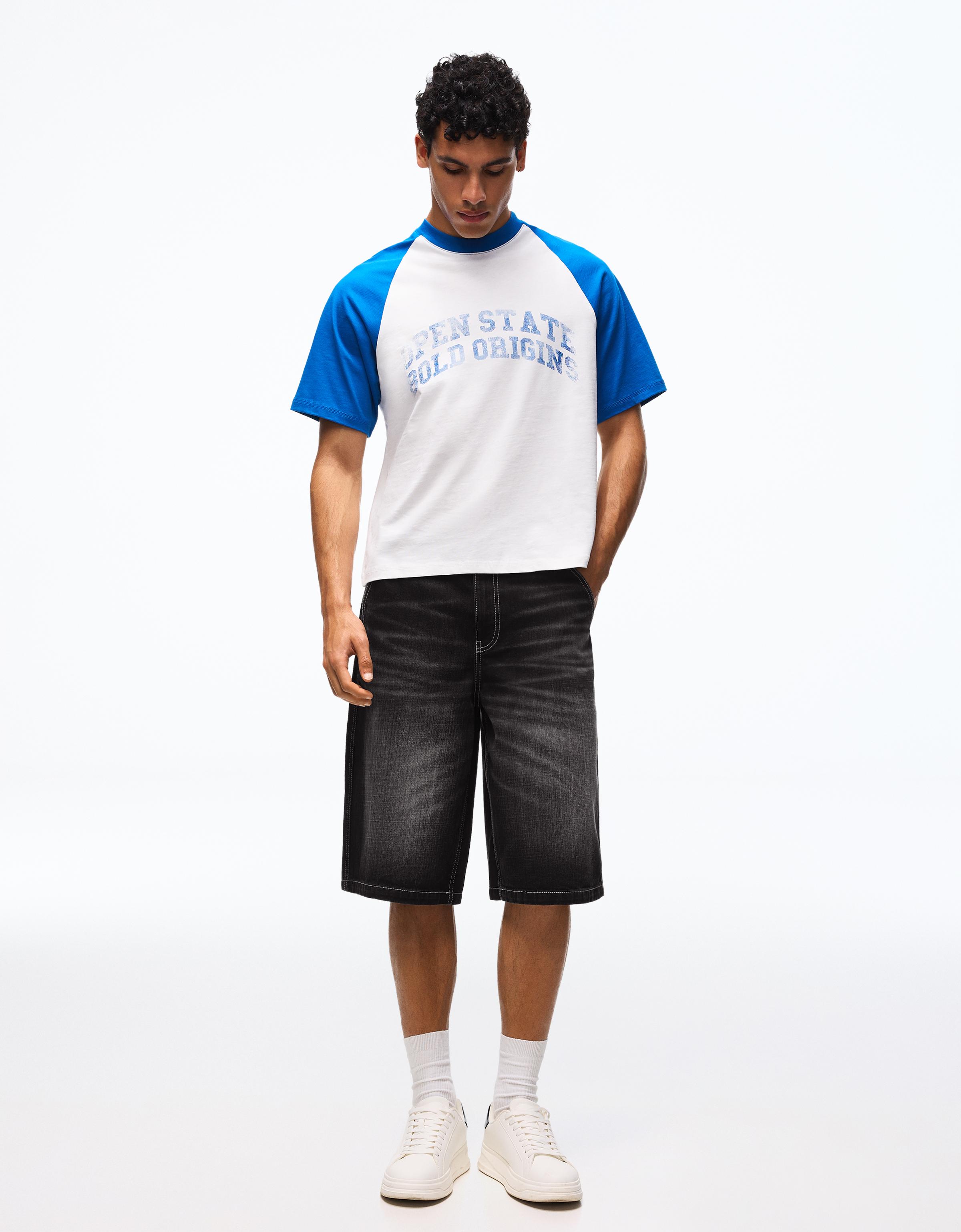 Skater denim Bermuda shorts — Black