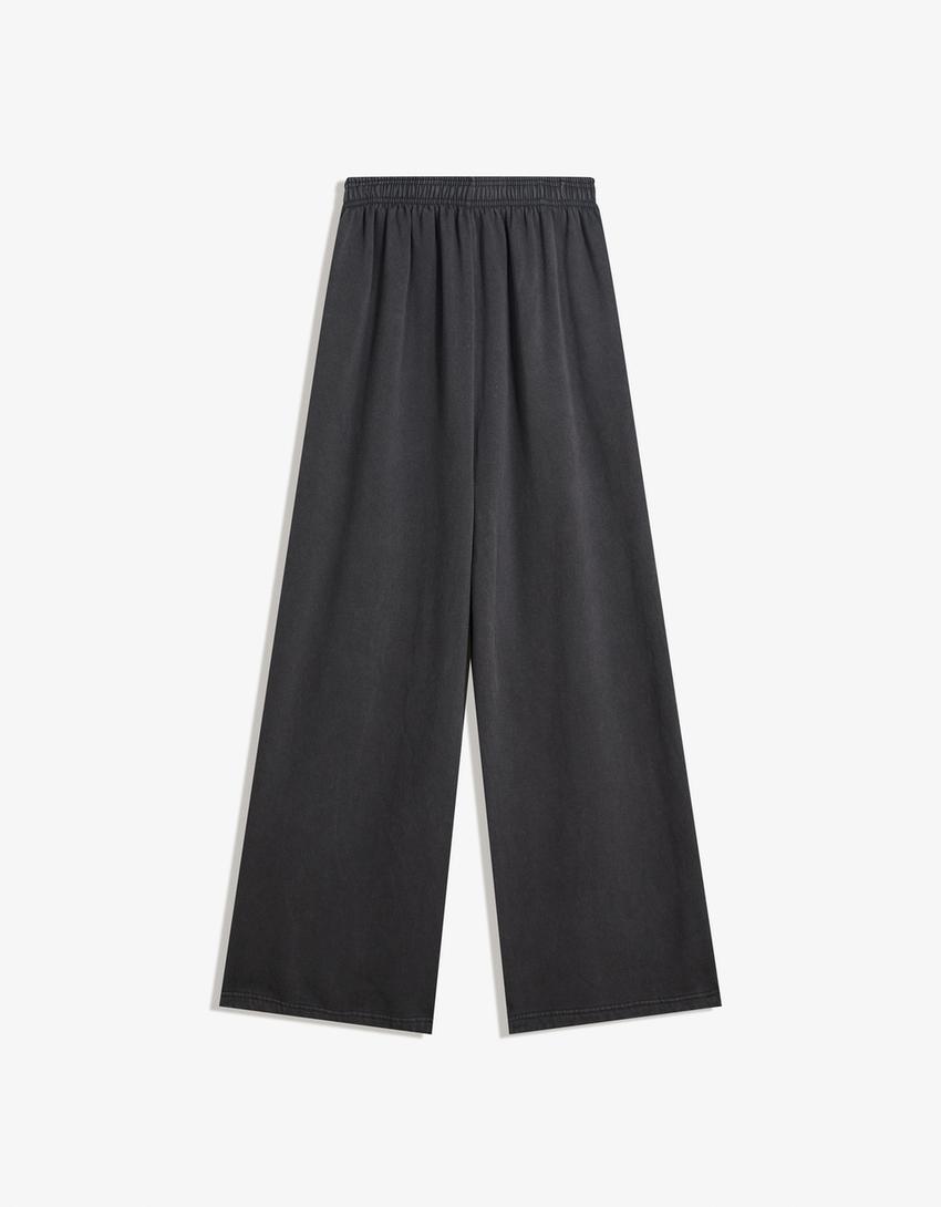 Plush joggers with stoppers-Dark grey-4