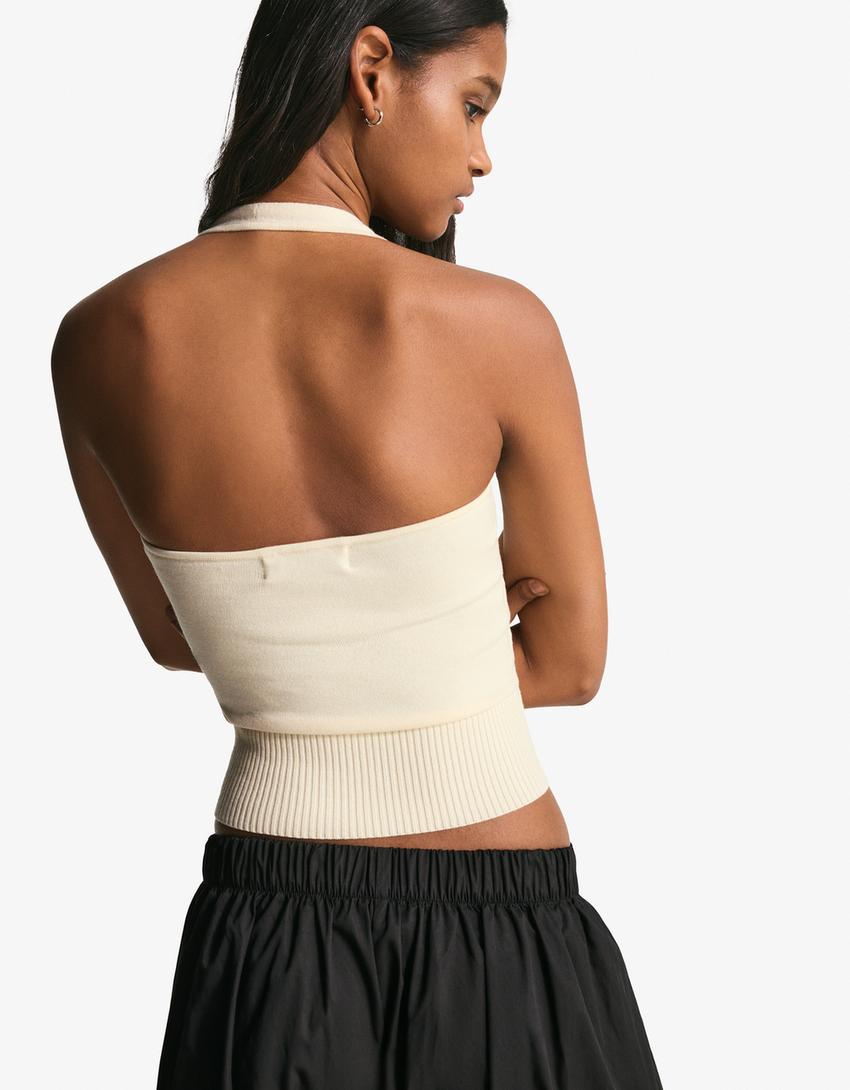 Top halter cruzado-Crudo