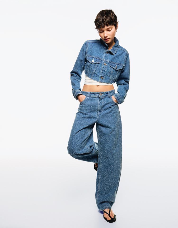 Denim ceket ve jean takımı