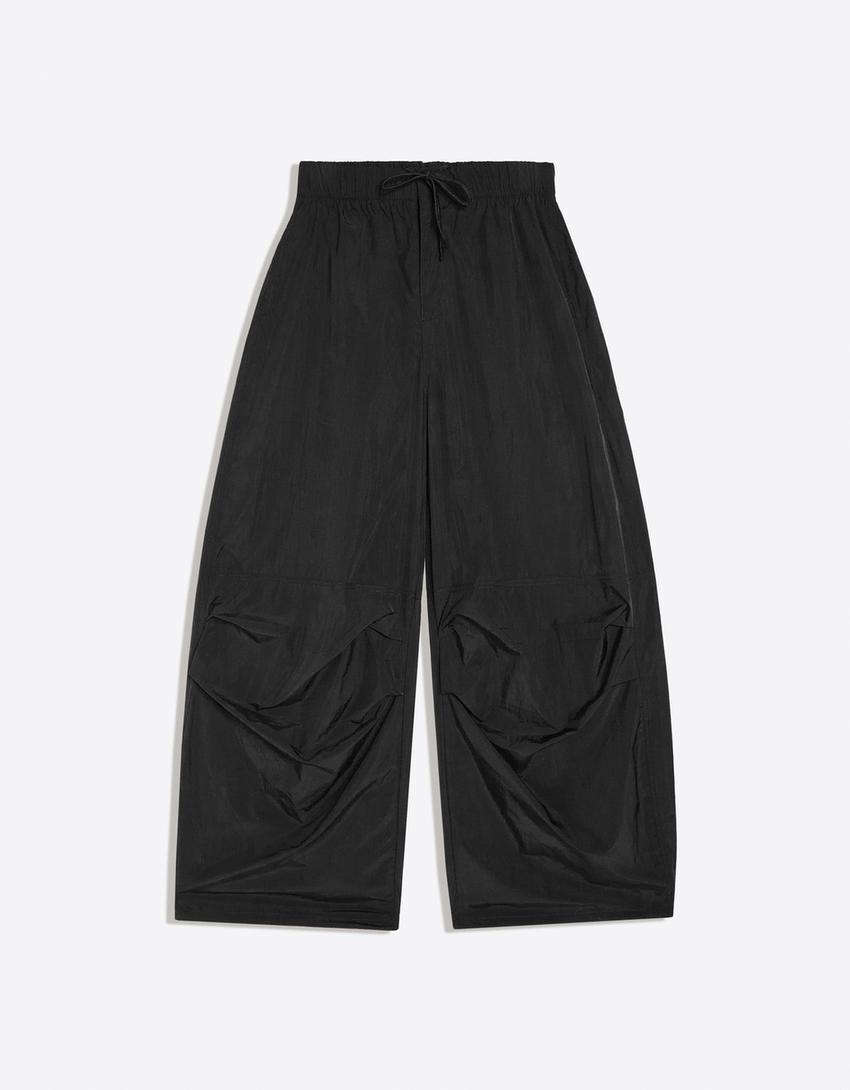 Technical parachute trousers-Black