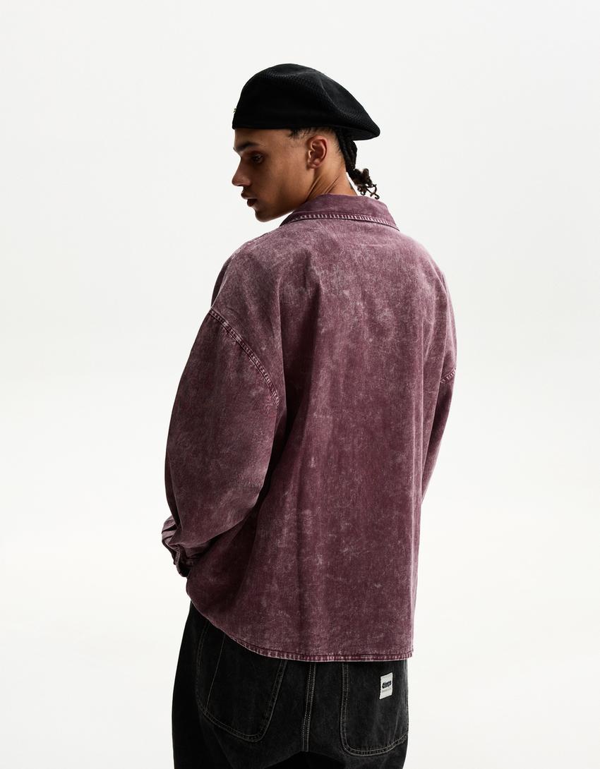 Oversize-Langarmhemd-Granatrot-1