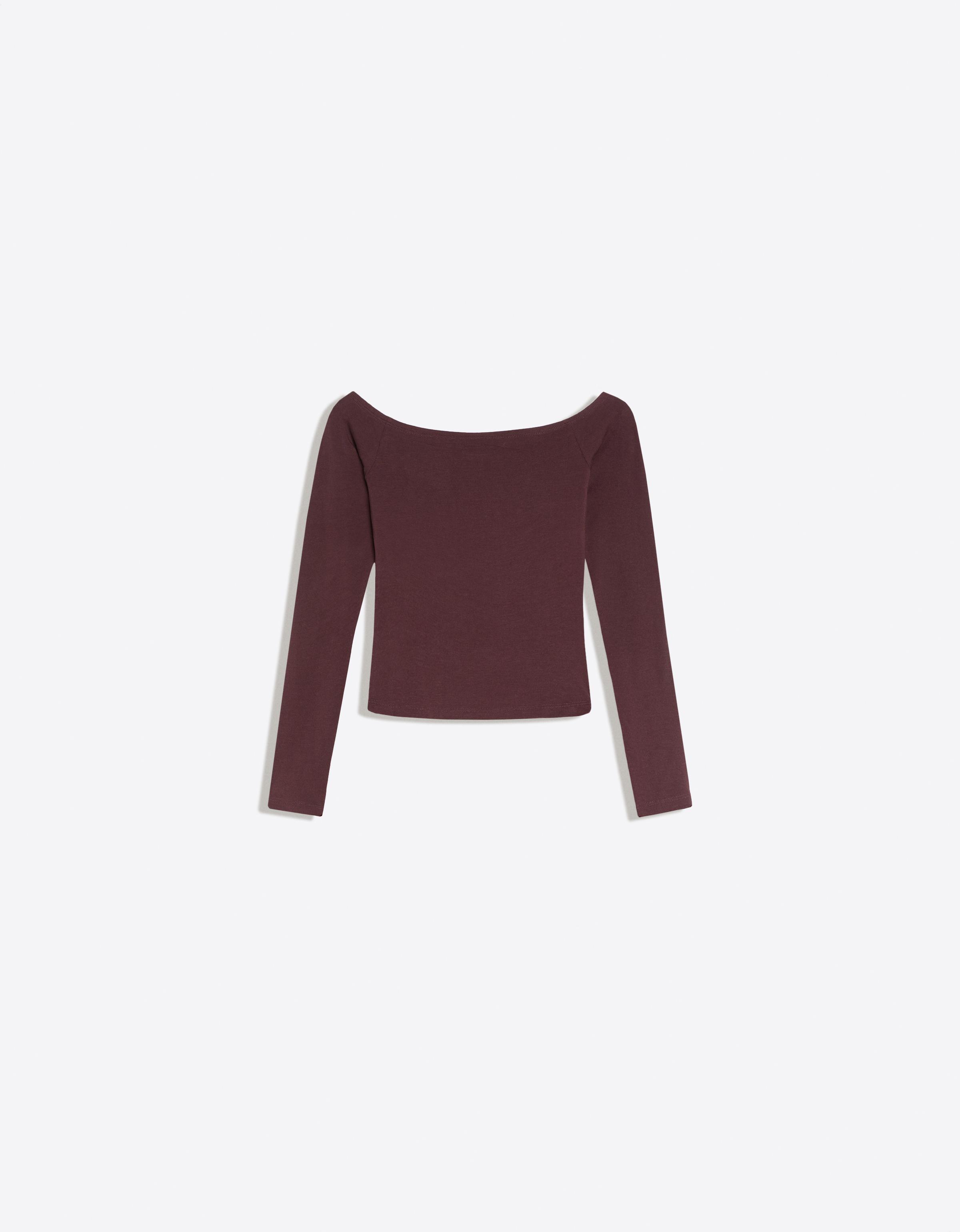 Bershka Kayık yaka uzun kollu tişört