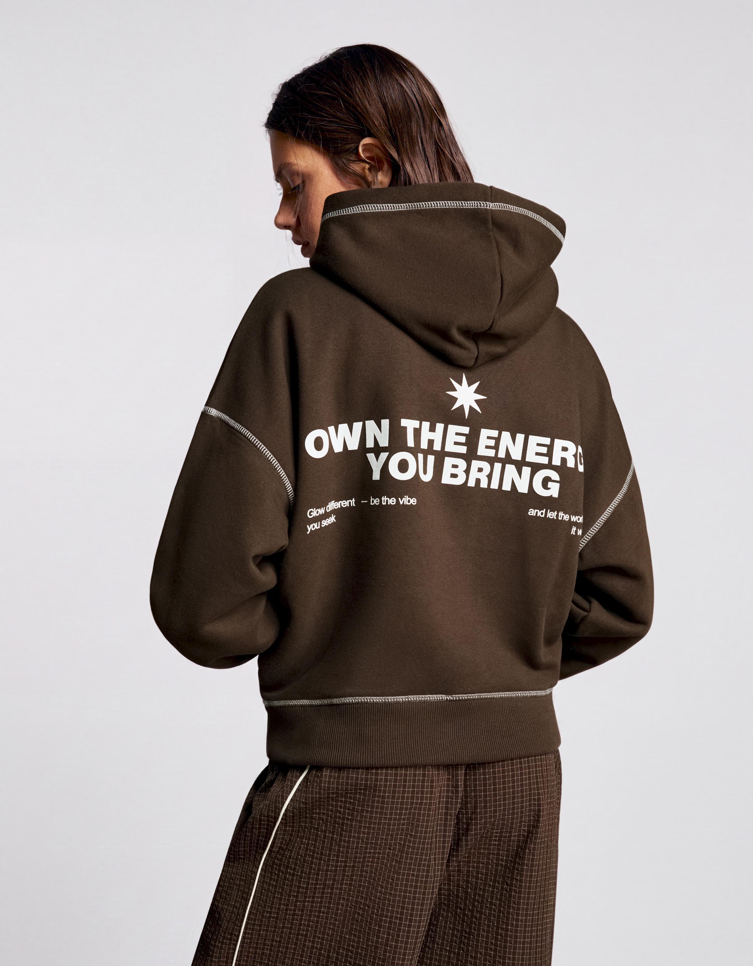 Hooded print sweatshirt — Brown